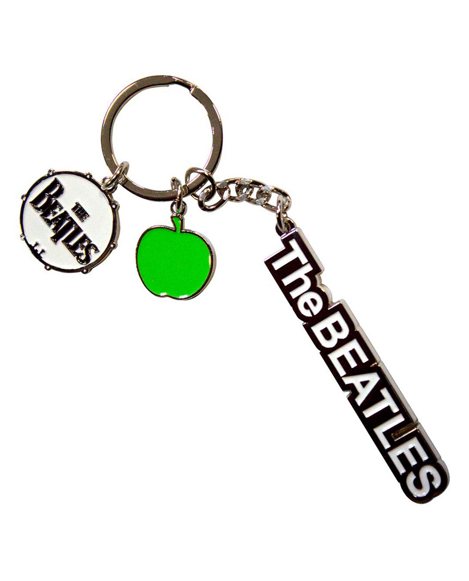 The Beatles - Llavero "Text Logo Drop T Drum & Apple Charms"