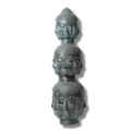 Three Buddha Head Bronze Statue