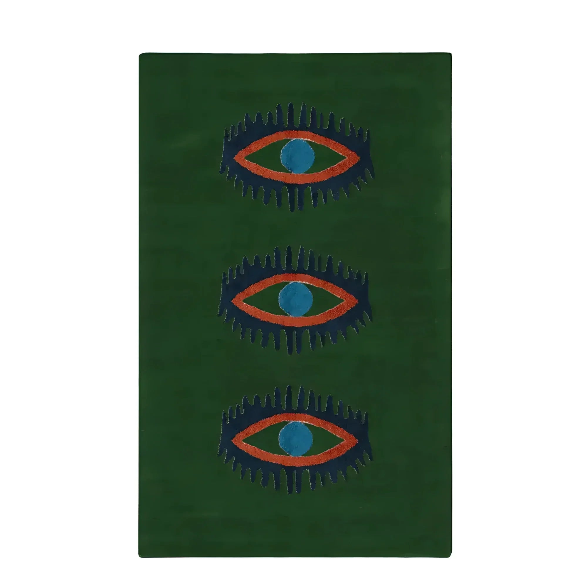Three Evil Eyes Green Hand Tufted Wool Rug - Classic