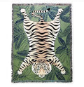 Tiger Lying in the Green Wild Printed Throw