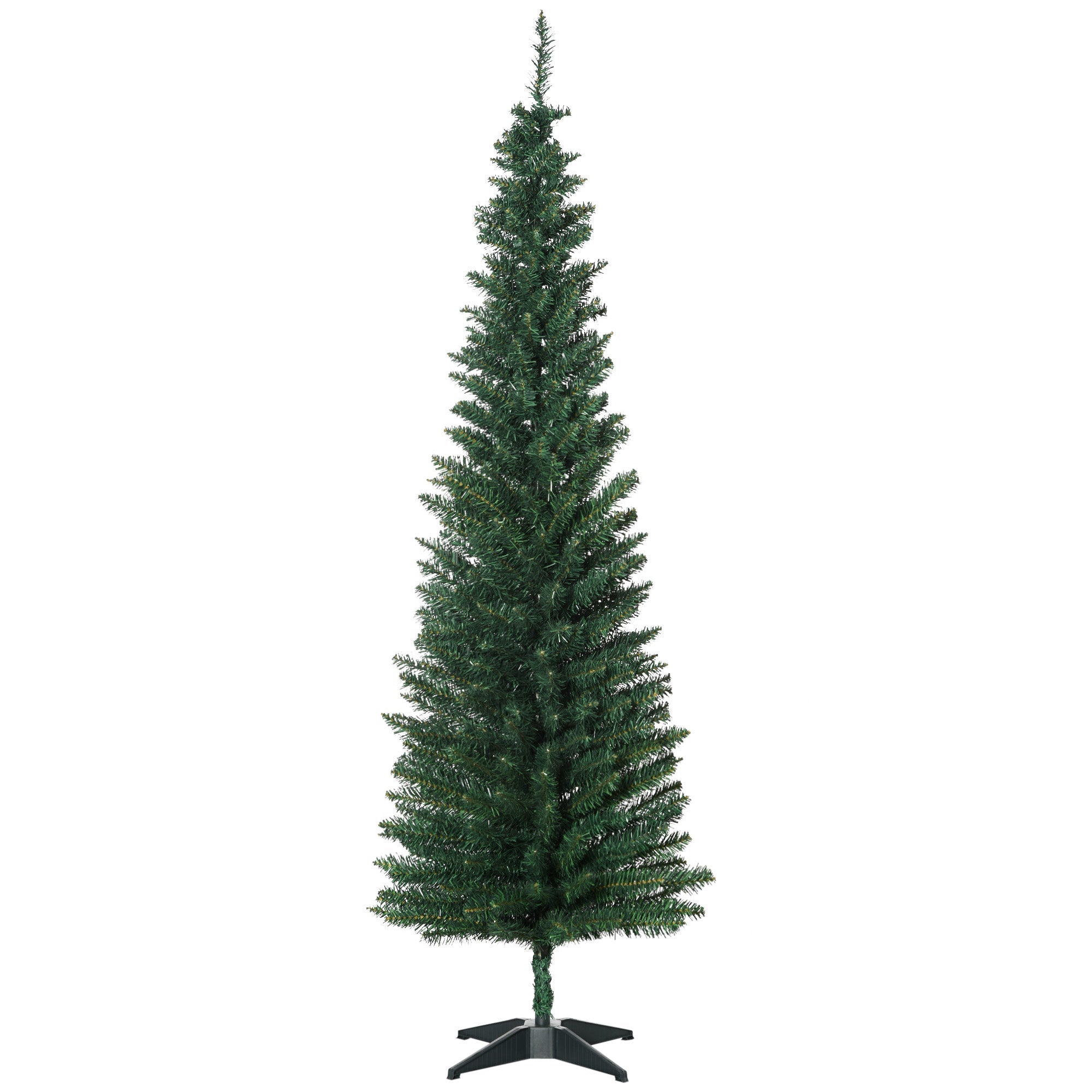 7ft Pencil Christmas Tree with 499 Realistic Branch Tips & Plastic Stand, Green