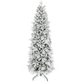 7ft Flocked Christmas Tree with 972 Tips, Realistic Branches, Easy Assembly, Slim Shape