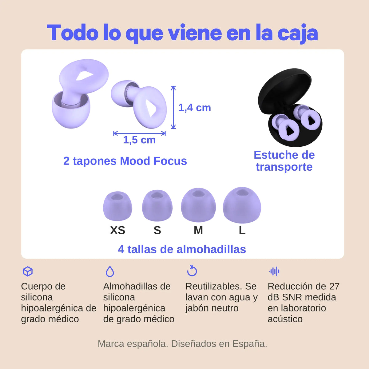 Concentración (-27dB) | Tapones para Dormir y Estudiar