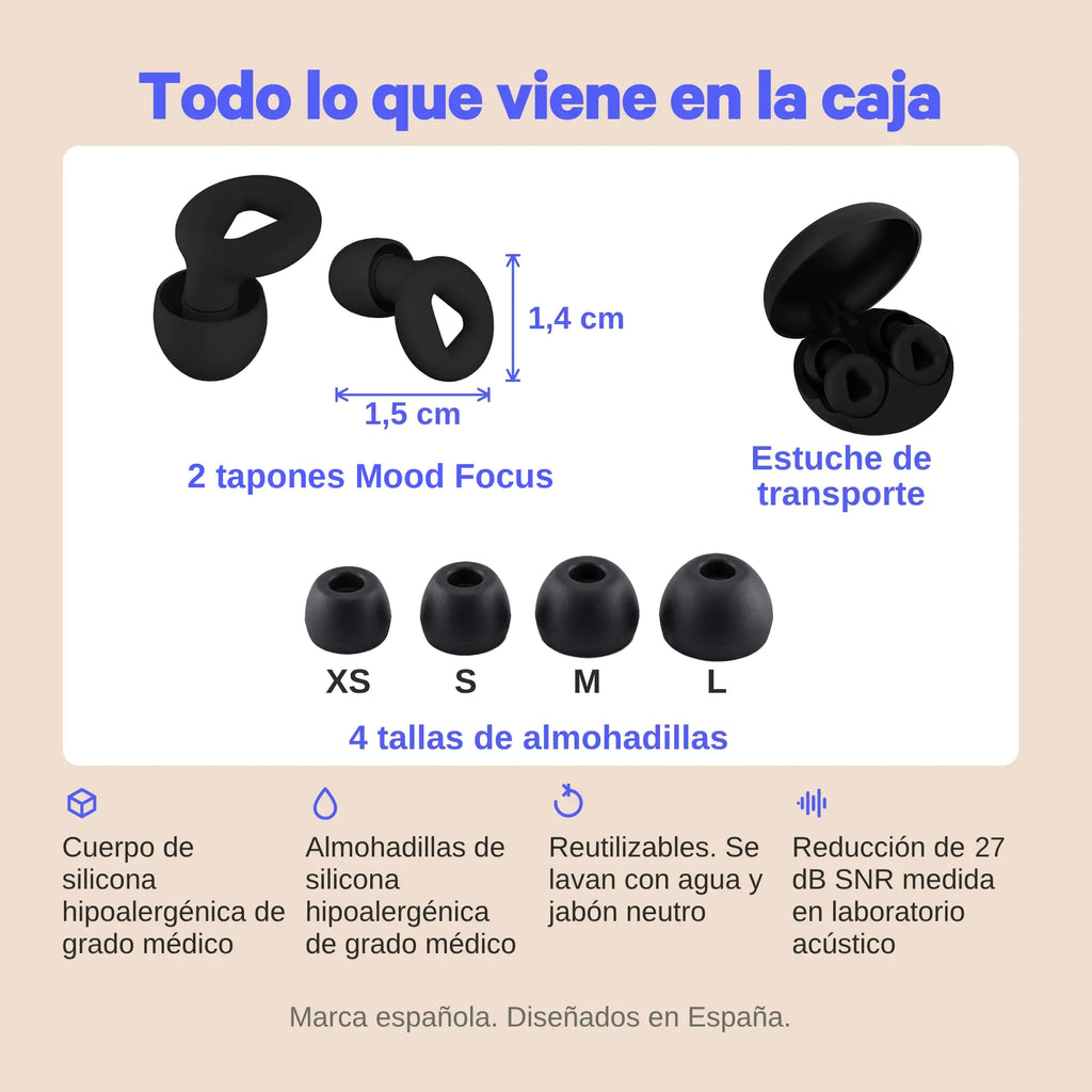 Concentración (-27dB) | Tapones para Dormir y Estudiar