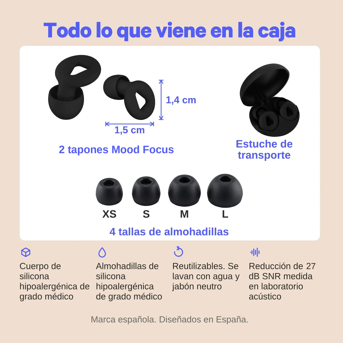 Concentración (-27dB) | Tapones para Dormir y Estudiar