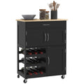 Stainless Steel Kitchen Cart on Wheels with Storage Drawer, Black