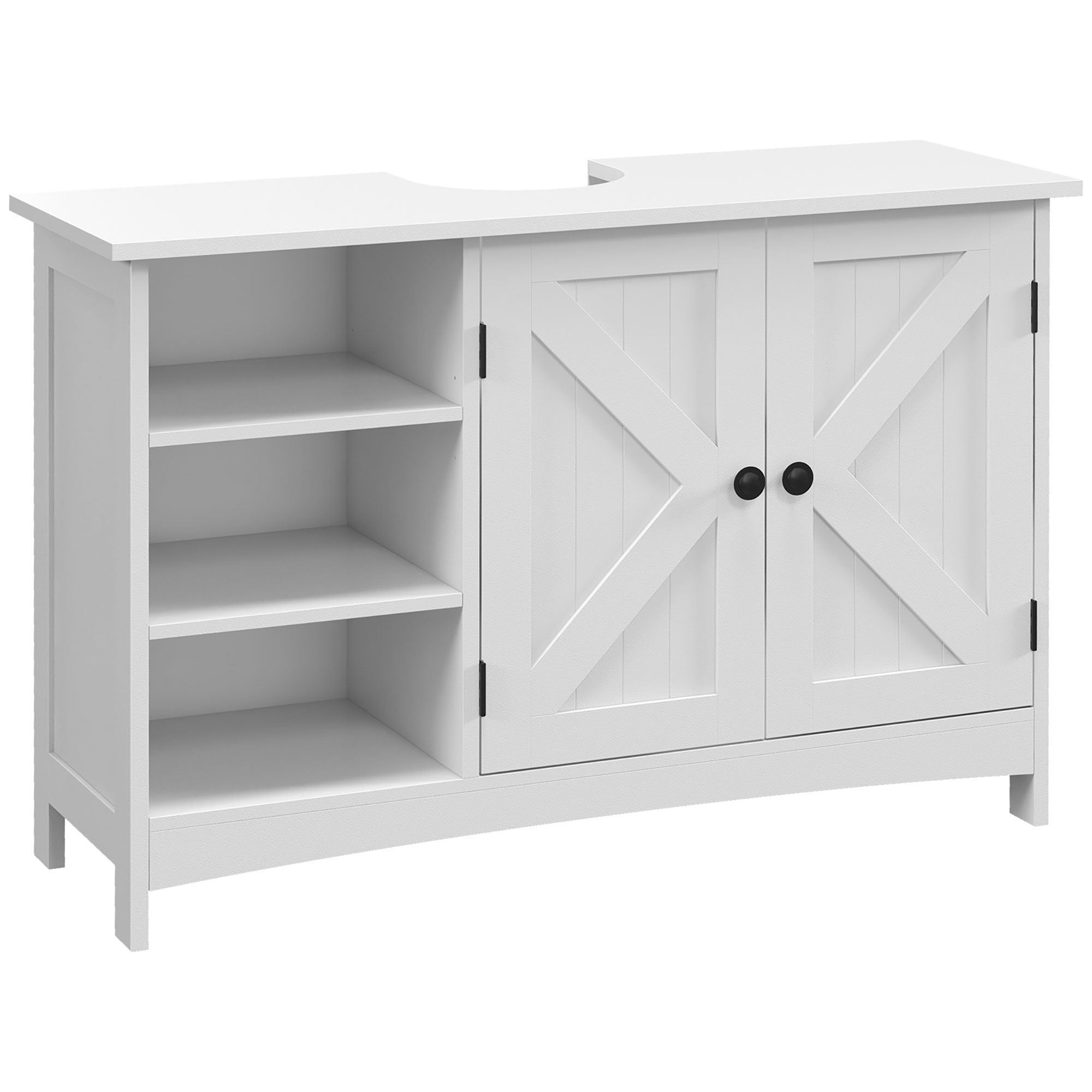 35.4" W Under-Sink Bathroom Vanity with Double Doors & Adjustable Shelves, White