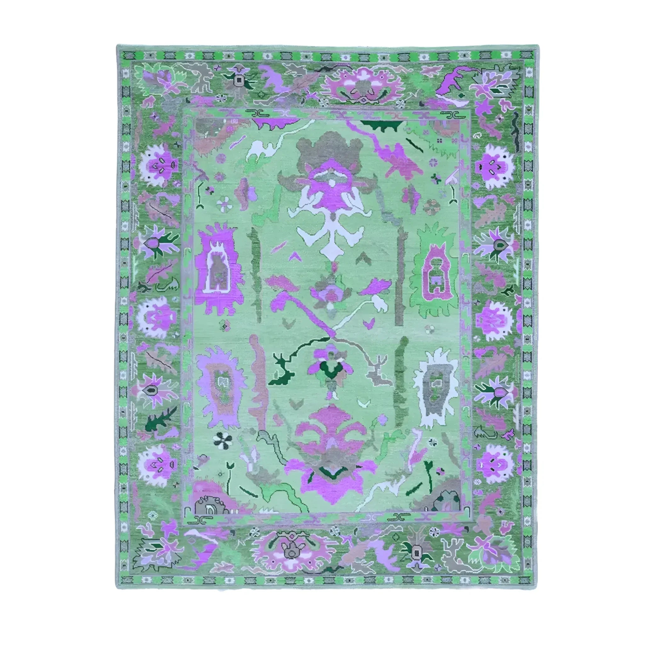 Traditional Floral Hand Tufted Wool Rug - Green