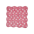 Traditional Pink Floral Block Printed Scalloped Cotton Napkins