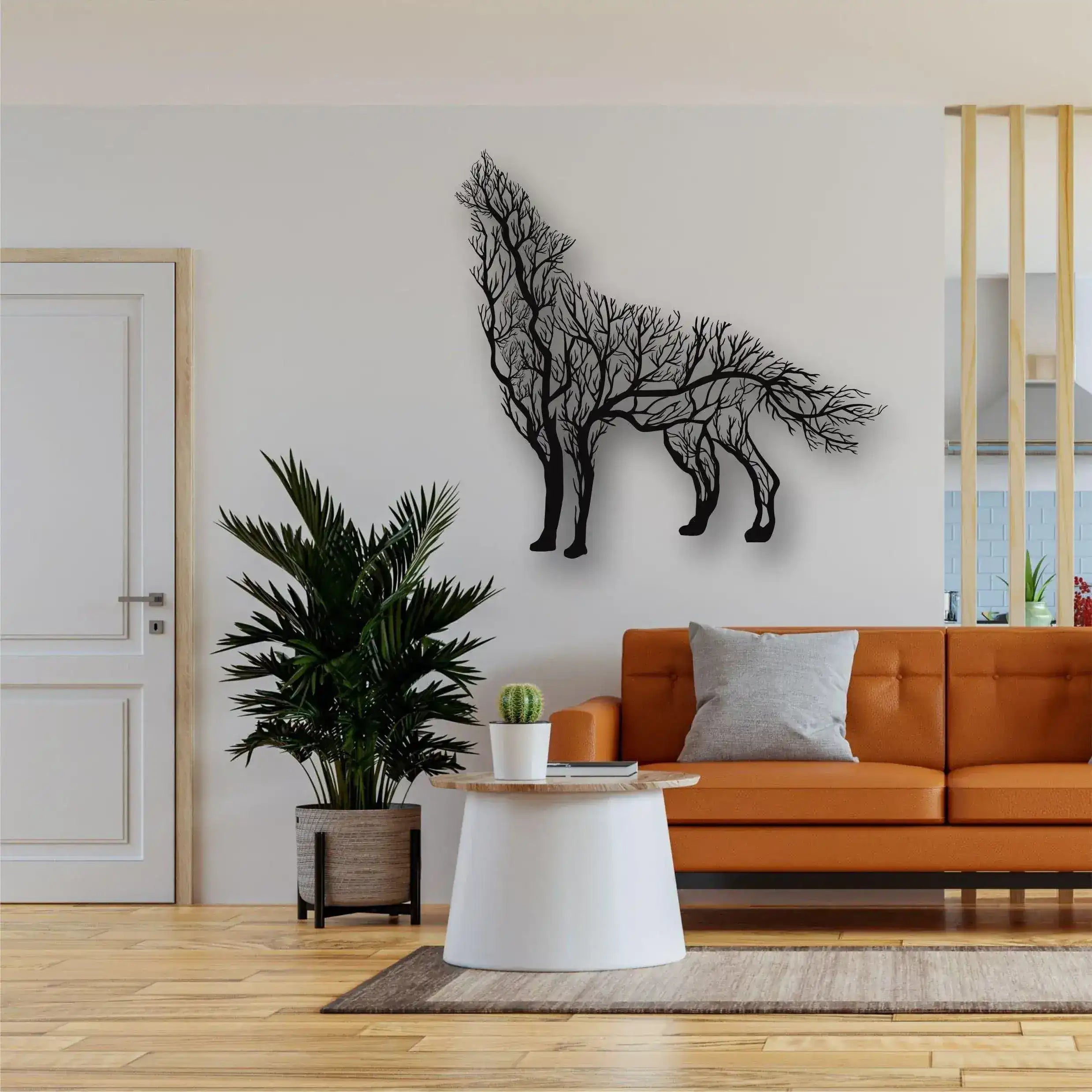 Tree Branch Wolf Metal Wall Decor