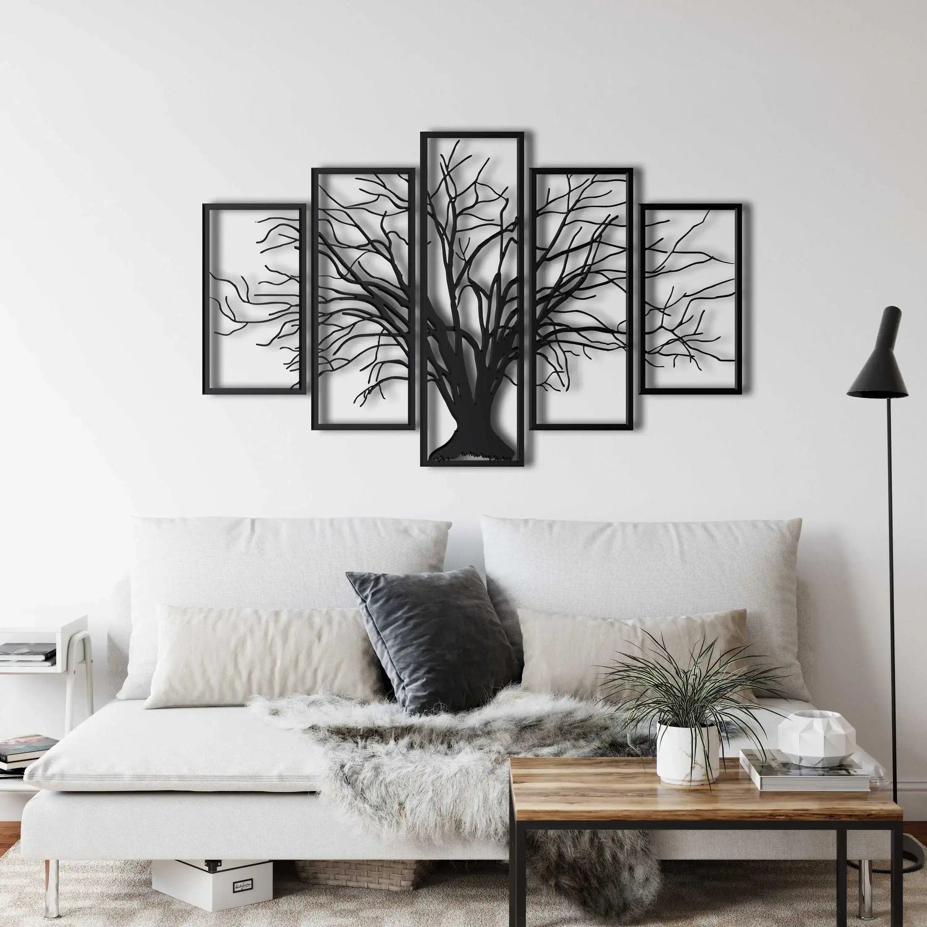 Tree of Life 5 Panel Metal Wall Hanging Decor