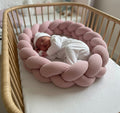 Trenza protectora para cuna y cama artesanal MUSELINA ROSA 200cm