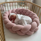 Trenza protectora para cuna y cama artesanal MUSELINA ROSA 200cm