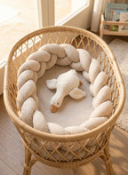 Trenza protectora para cuna y cama artesanal VICHY BEIGE 200cm
