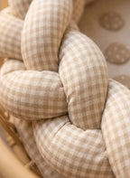 Trenza protectora para cuna y cama artesanal VICHY BEIGE 200cm