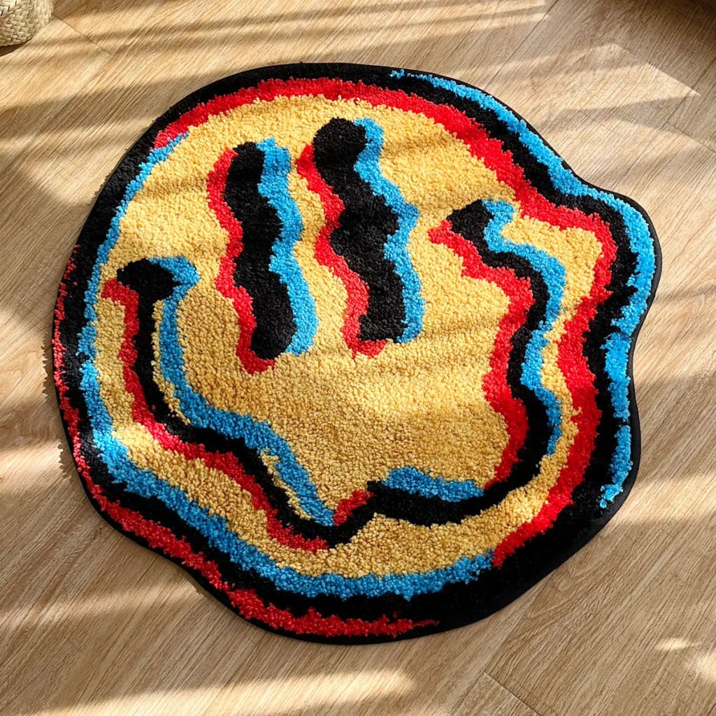 Trippy Smiling Abstract Wave Bath Mat