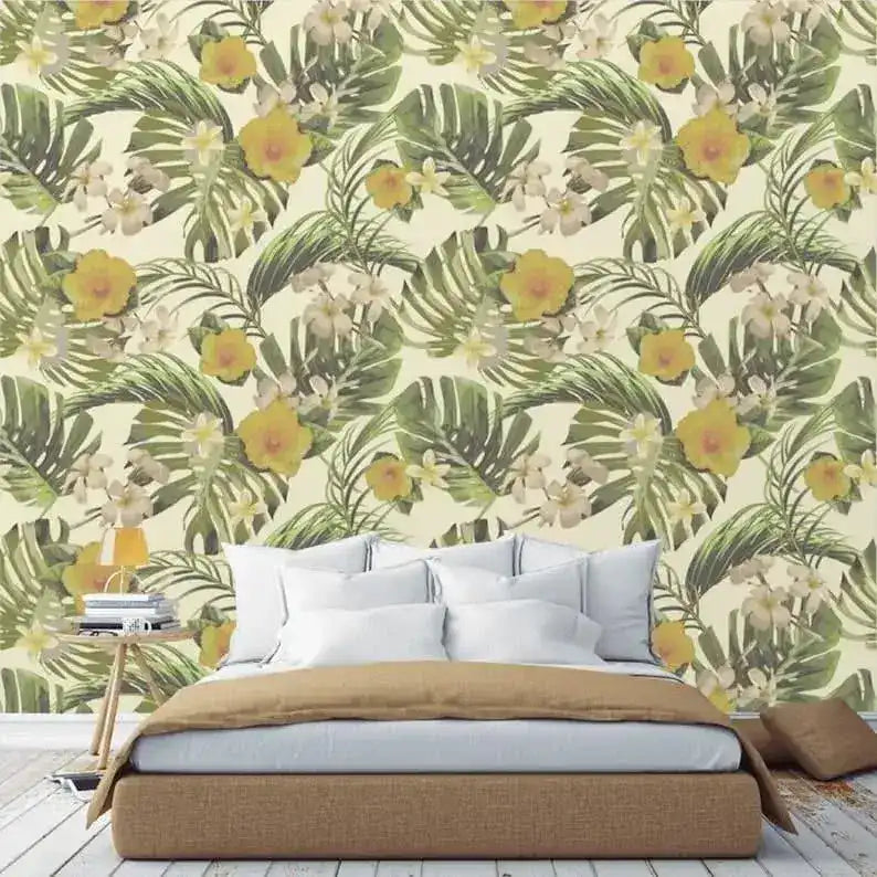 Tropical Hawaii Vintage Monstera Wallpaper