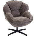 Modern Wingback Accent Chair with 360° Swivel and Velvet Upholstery, Grey
