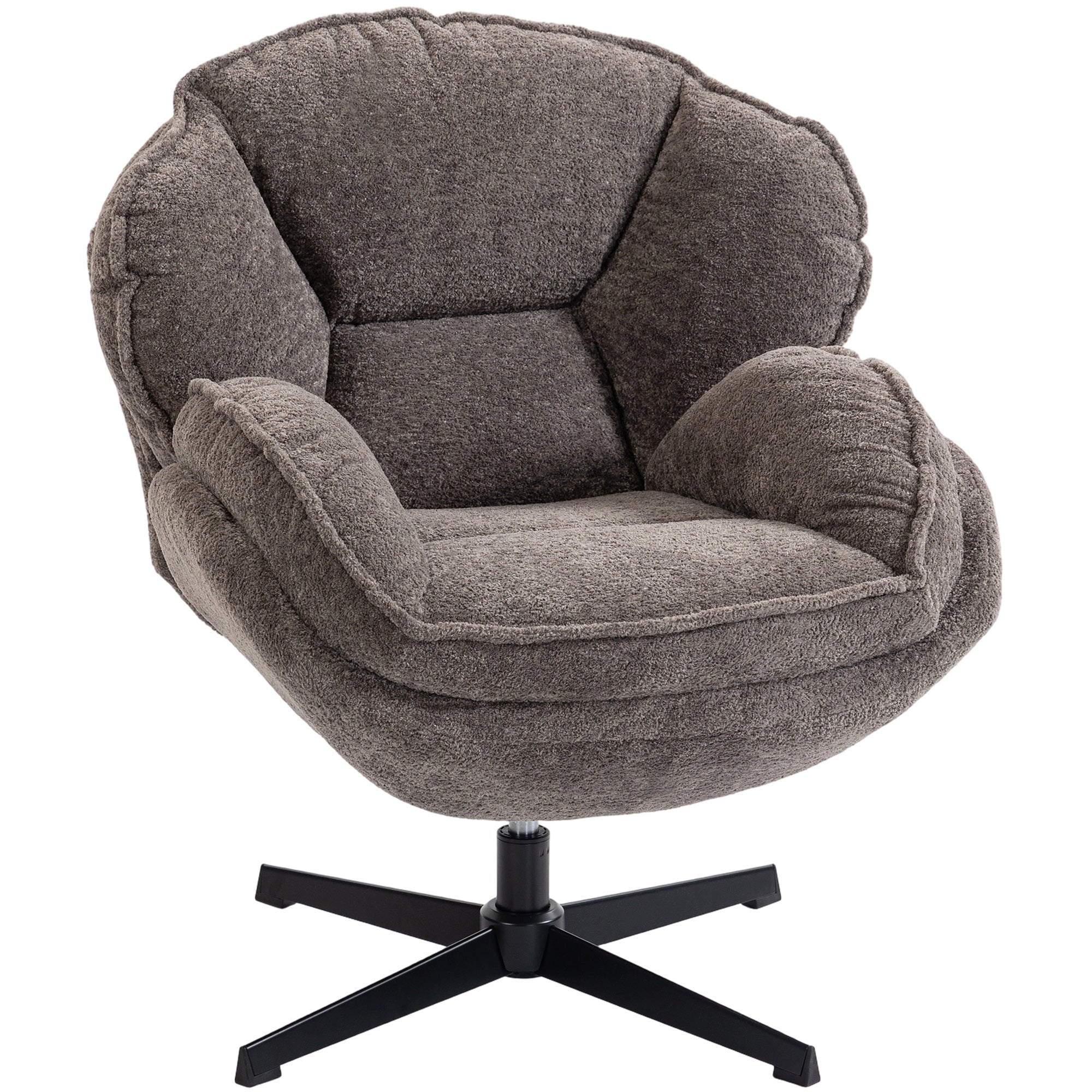 Modern Wingback Accent Chair with 360° Swivel and Velvet Upholstery, Grey