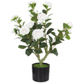65cm Artificial Camellia Plant in Pot with 116 Silk Leaves and Moss Base