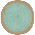 Turquoise Round Jute Rug