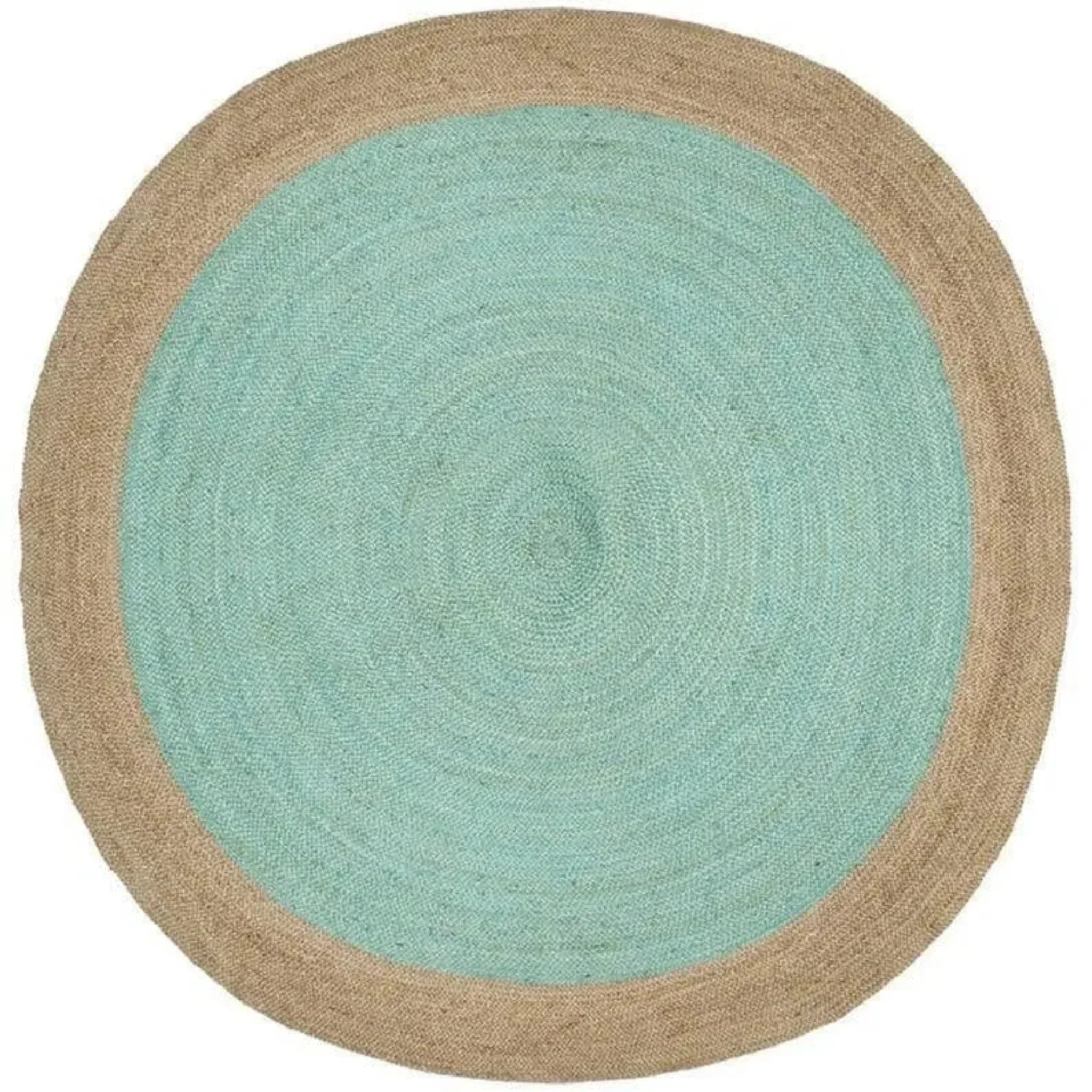 Turquoise Round Jute Rug