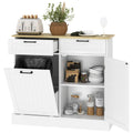 10 Gallon Tilt-Out Trash Cabinet with 2 Drawers Hidden Bin Kitchen Hallway White