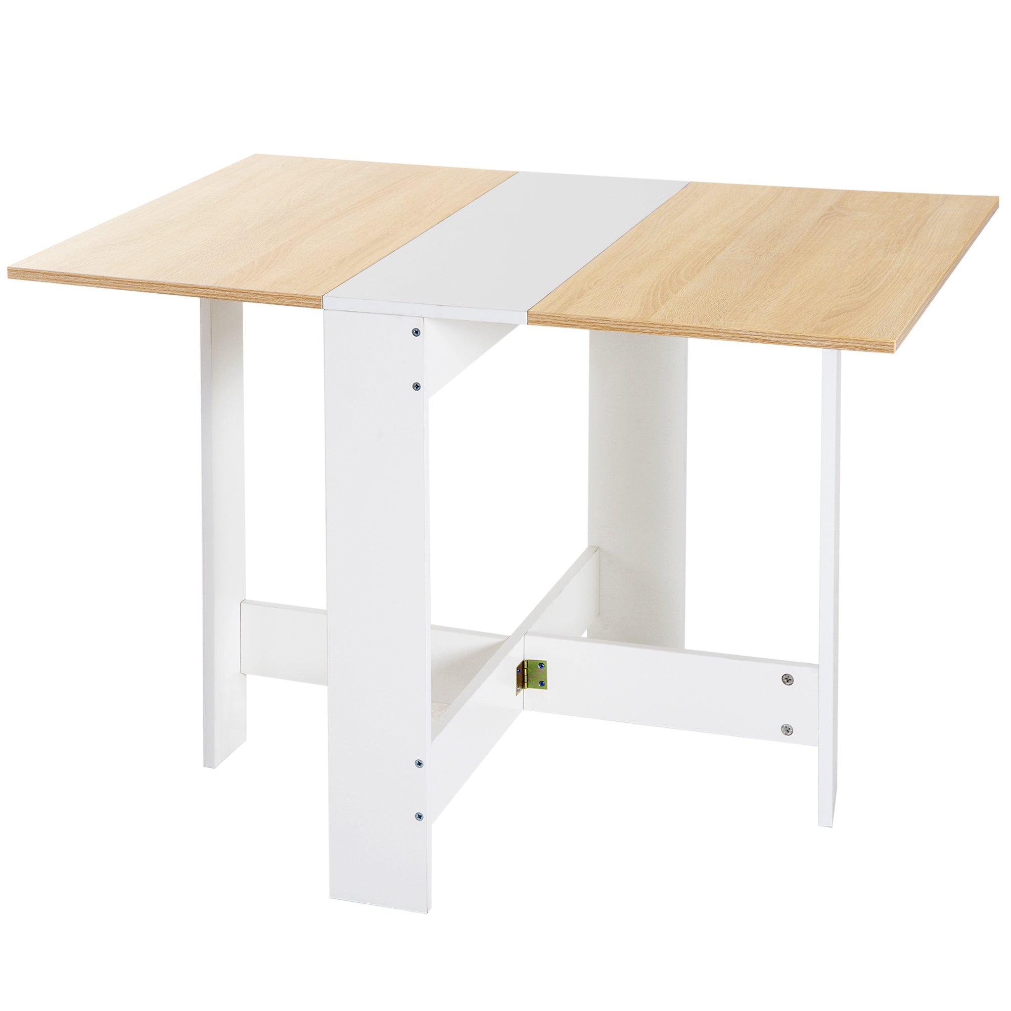 Folding Drop Leaf Dining Table for 2-4 People White and Oak