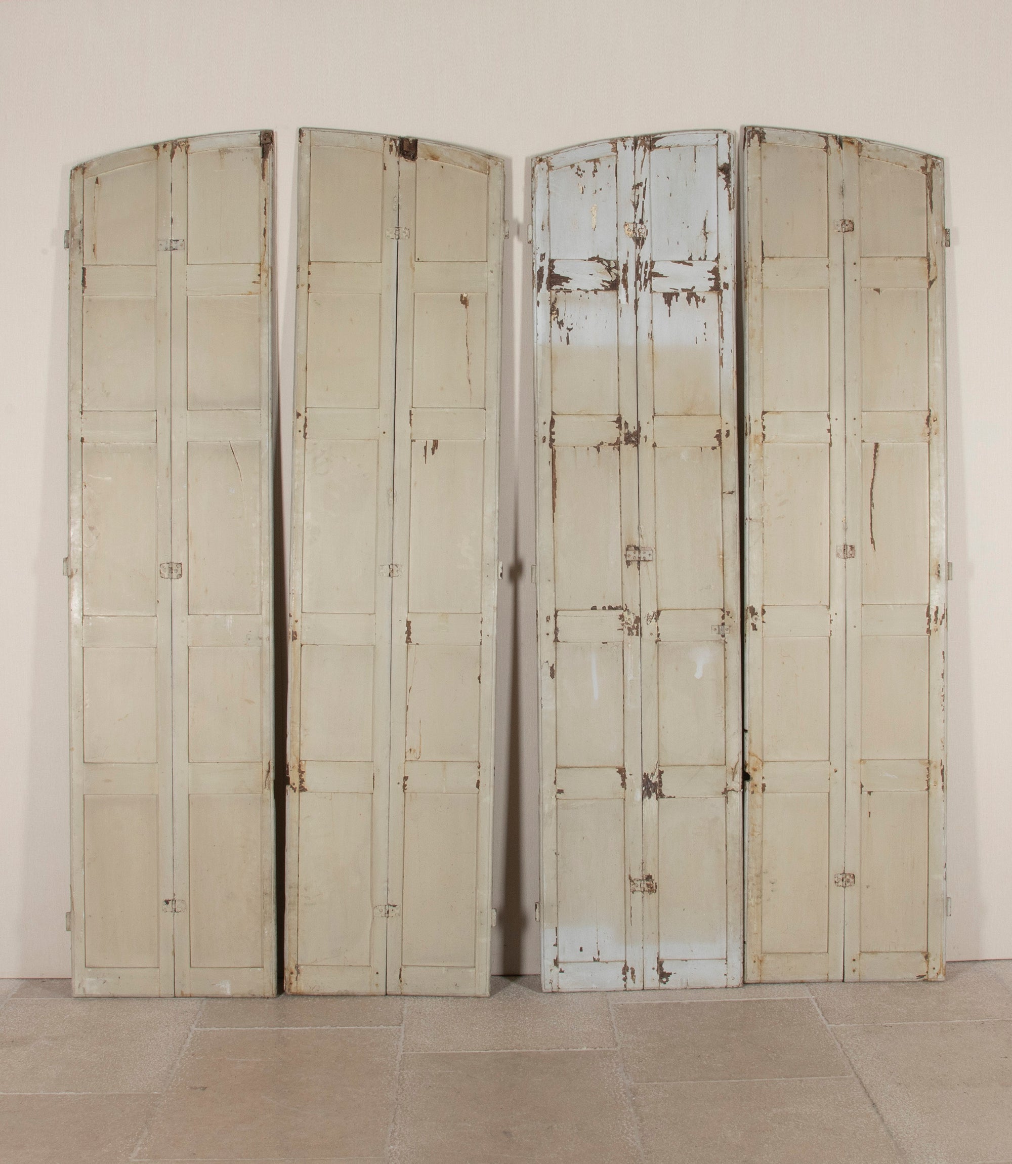 Two Pairs of 19th Century French Painted Panelled Folding Shutters By Sister Parish Design