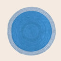 Two Toned Blue Round Jute Rug