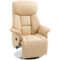 Adjustable Swivel Recliner Chair with Footrest, Padded Arms & PU Leather Upholstery, Beige