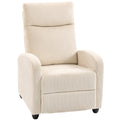 Push Back Recliner Chair, Corduroy Fabric Home Theater Seating, Single Reclining Sofa Chair, Beige