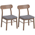 Set of 2 Upholstered Mid-Century Modern Dining Chairs with Curved Backrest, Gray