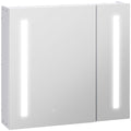 3-Tier LED Medicine Cabinet, Mirrored Bath Cabinet w/ Adjustable Shelf & USB Charge, White