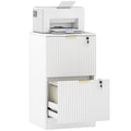 Vertical Lockable 2-Drawer Filing Cabinet with Adjustable Hanging Rails, White