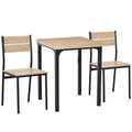 Compact Dining Table & Chairs Set with Metal Legs for Bistro, Kitchen, Light Wood Grain