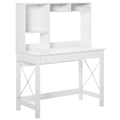 Computer Desk with Storage, X-Design Study Table with Bookshelves for Writing Work, White