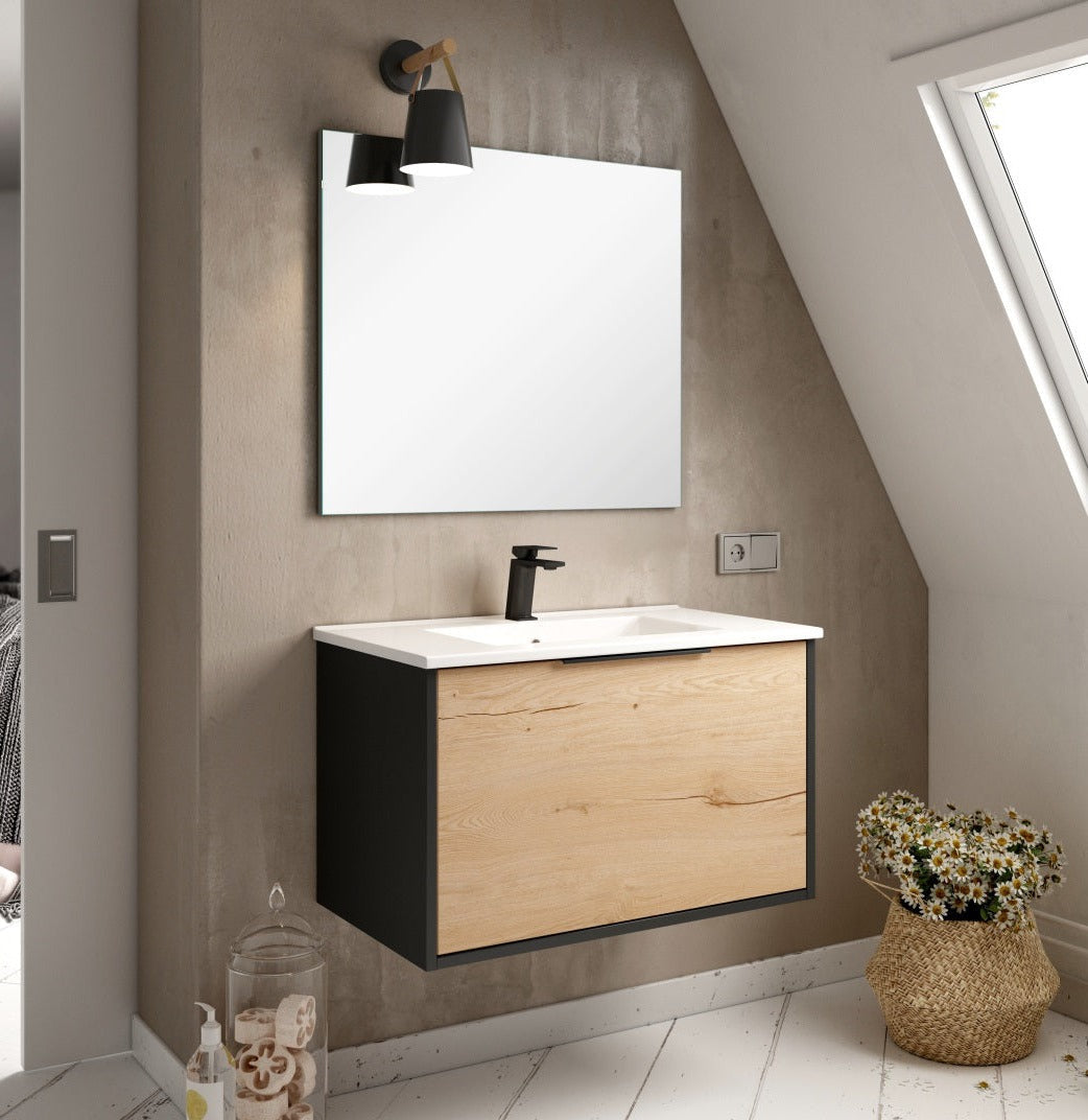 BATHME ONE Conjunto Mueble de Baño Completo 80 cm Negro