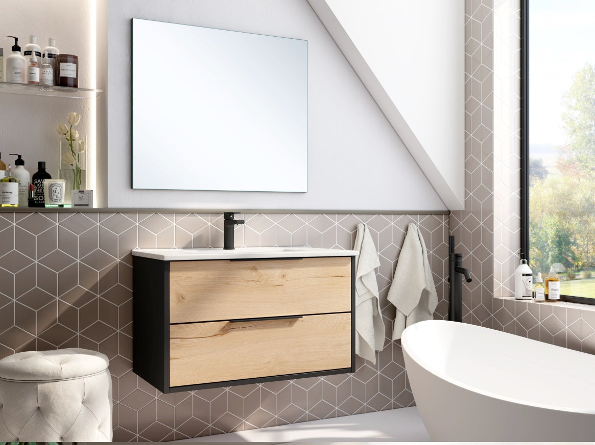 BATHME TWO Conjunto Mueble de Baño Completo 80 cm Negro