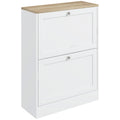 Narrow Shoe Cabinet with 2 Flip Drawers, Entryway Shoe Storage Unit for 12 Pairs, White