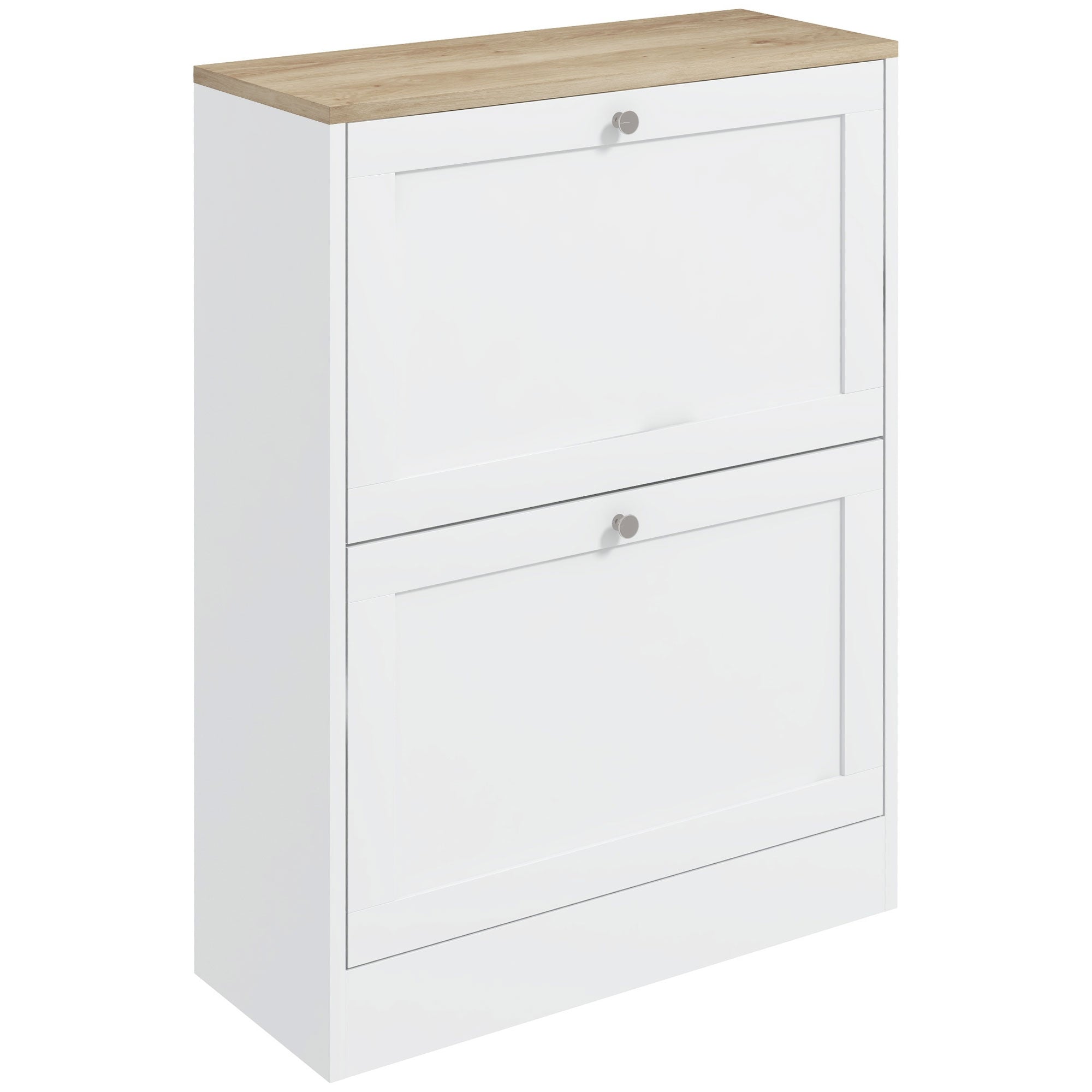Narrow Shoe Cabinet with 2 Flip Drawers, Entryway Shoe Storage Unit for 12 Pairs, White