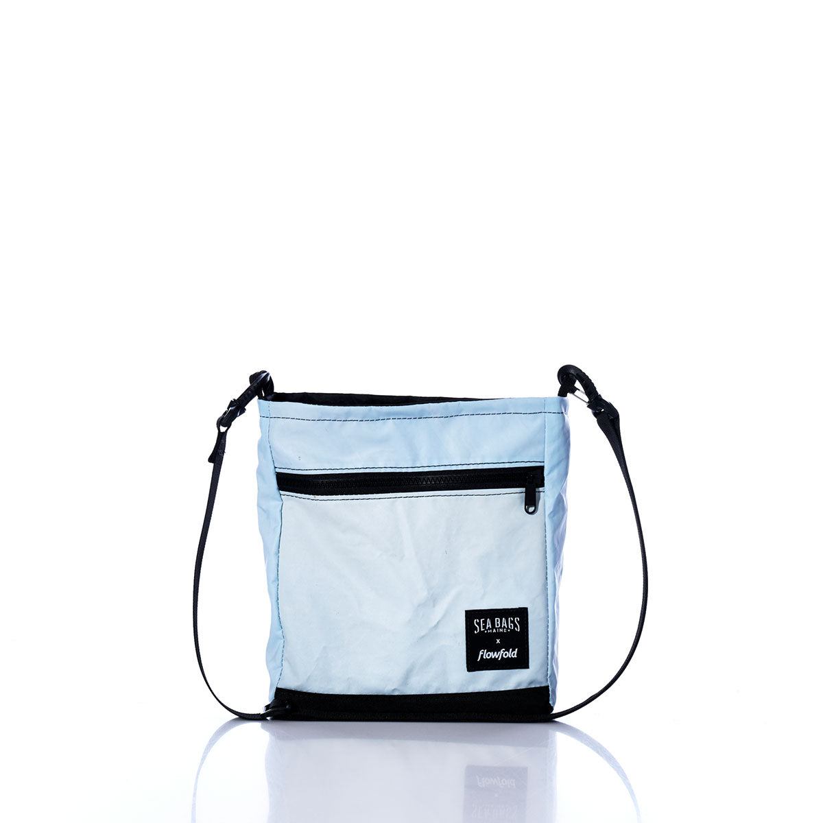 Vintage Light Blue Small Voyager Crew Crossbody Handmade in Maine from Recycled Sails