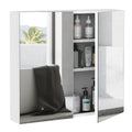 24" x 22" Mirrored Medicine Cabinet, 2-Doors Wall-Mounted Bathroom Cabinet, White