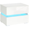 LED Nightstand with 2 Drawers, Bedside Table with 16-Colour Adjustable Lights, White