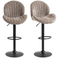 Bar Stools Set of 2, Swivel Counter Height Barstools with Back, Adjustable Height and Footrest, Chenille Upholstered Modern Bar Chairs for Kitchen Island, Dining Room, Brown