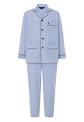 Pijama Hombre Largo Solapa Popelín Rayas - Azul 1912_39