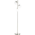 3-Light Tree Floor Lamps for Living Room with Globe Lampshade & Steel Base, Silver