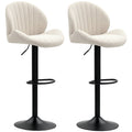 Luxury Chenille Swivel Bar Stools Set of 2 with Adjustable Height for Kitchen Island, Dining Room, Beige