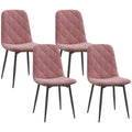 Set of 4 Upholstered Dining Chairs with Metal Legs Modern Kitchen Chairs, Pink
