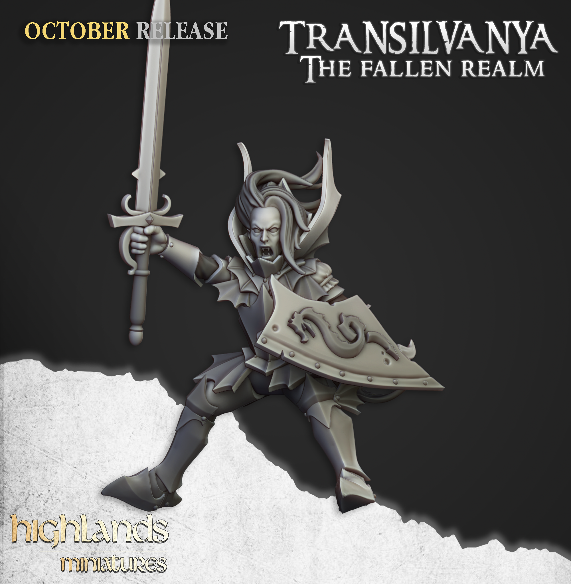 Vampire Lord on Zombie Dragon, Highlands Miniatures